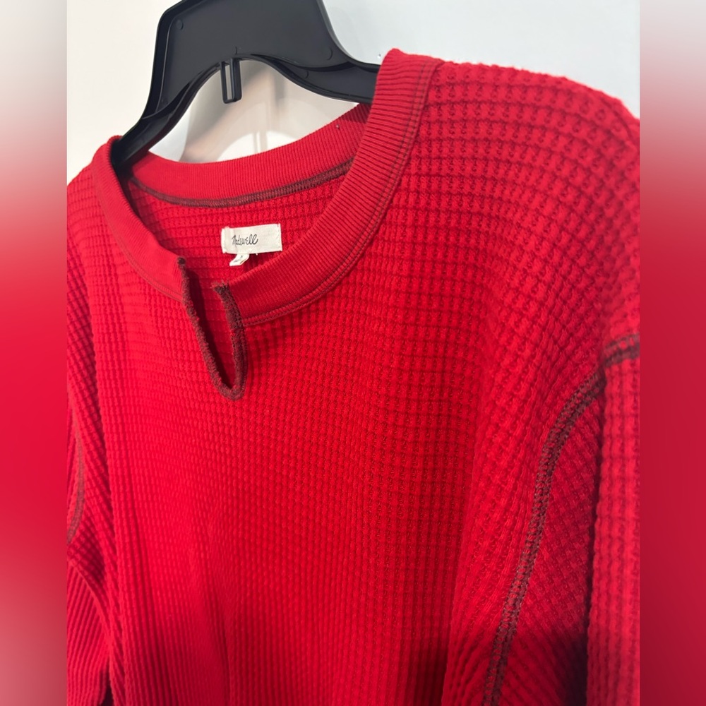 Madewell NWOT Red Thermal Long Sleeve Top, Medium - Picture 3 of 5